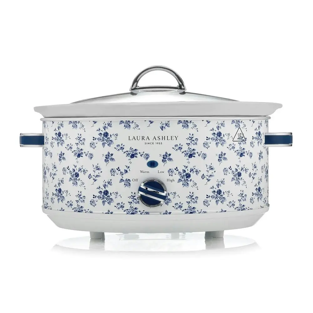 Laura Ashley 6.5L Electric 300 Watt Stainless Steel Slow Cooker China Rose - Home & Garden