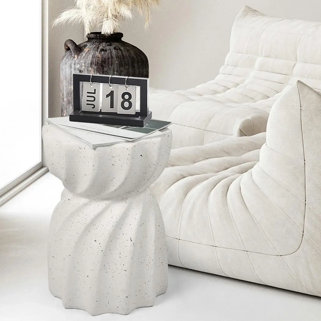 Levede Side Table End Terrazzo Hourglass Waterproof Concrete Stool Stand Outdoor - Furniture