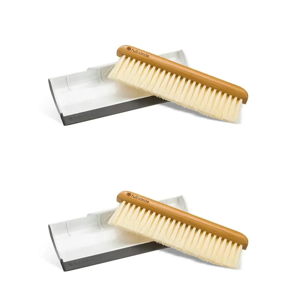2x 2pc Full Circle Counter Sweep & Squeegee Dirt Cleaner Dustpan/Sweeper Set WHT - Home & Garden