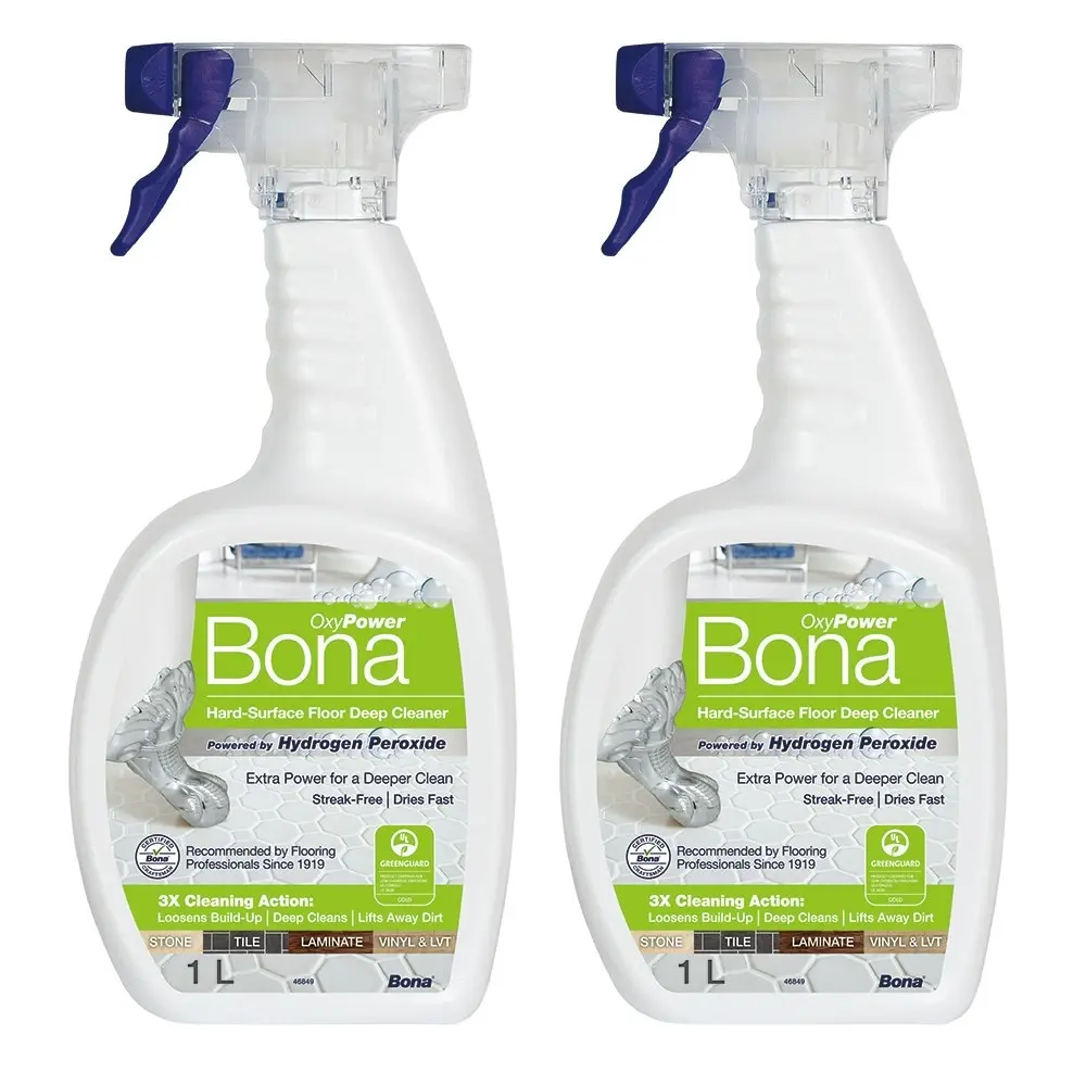 2x Bona 1L Hard Floor/Laminate/Tile Deep Surface Clean Spray w/Hydrogen Peroxide - Home & Garden