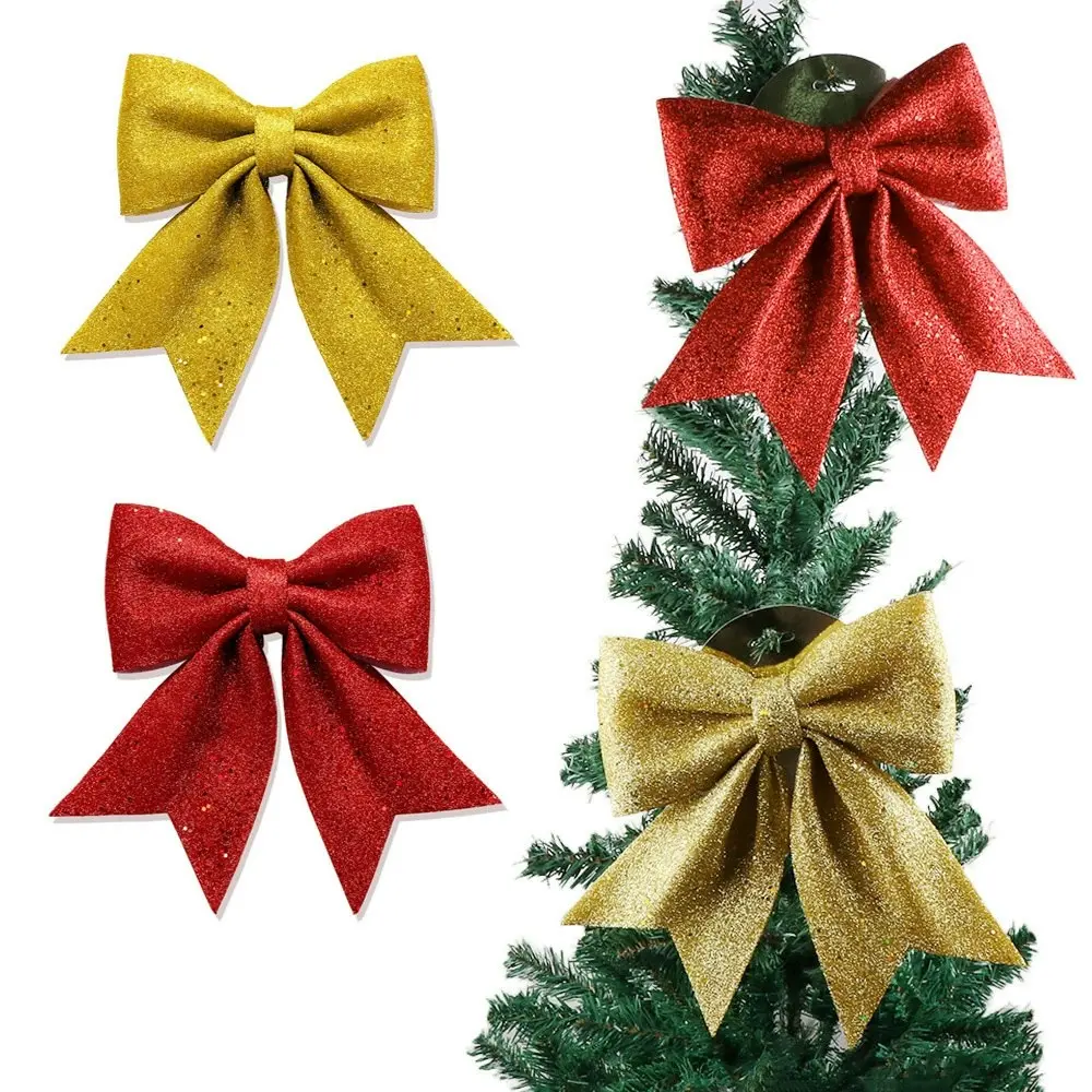 2Pack Large Red Gold Glitter Bow Christmas Tree Topper Wreath Bows Decorations - Up to 60% Off Christmas Decoration Specials