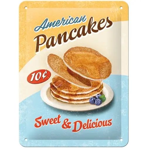 Nostalgic Art 15x20cm Small Wall Hanging Metal Sign Pan Cakes Home/Cafe Decor - Home & Garden
