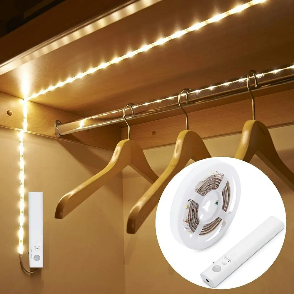 2 Pack 1m Human body intelligent battery box led induction light strips - Home & Garden