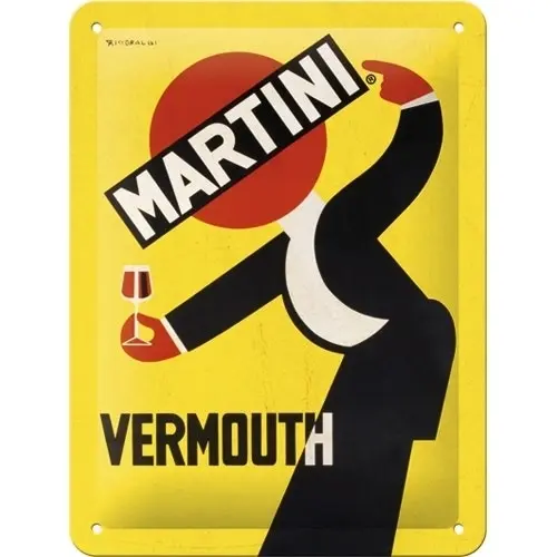 Nostalgic Art 15x20cm Small Wall Metal Sign Martini Vermouth Waiter Yellow Decor - Home & Garden
