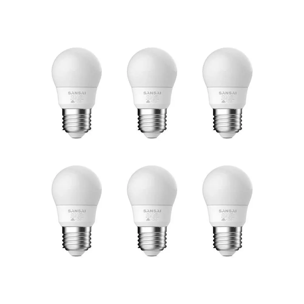 6x Sansai Home Fancy Round LED 425lm Light Bulb G45 5W E27 Cool White 6500K - Home & Garden