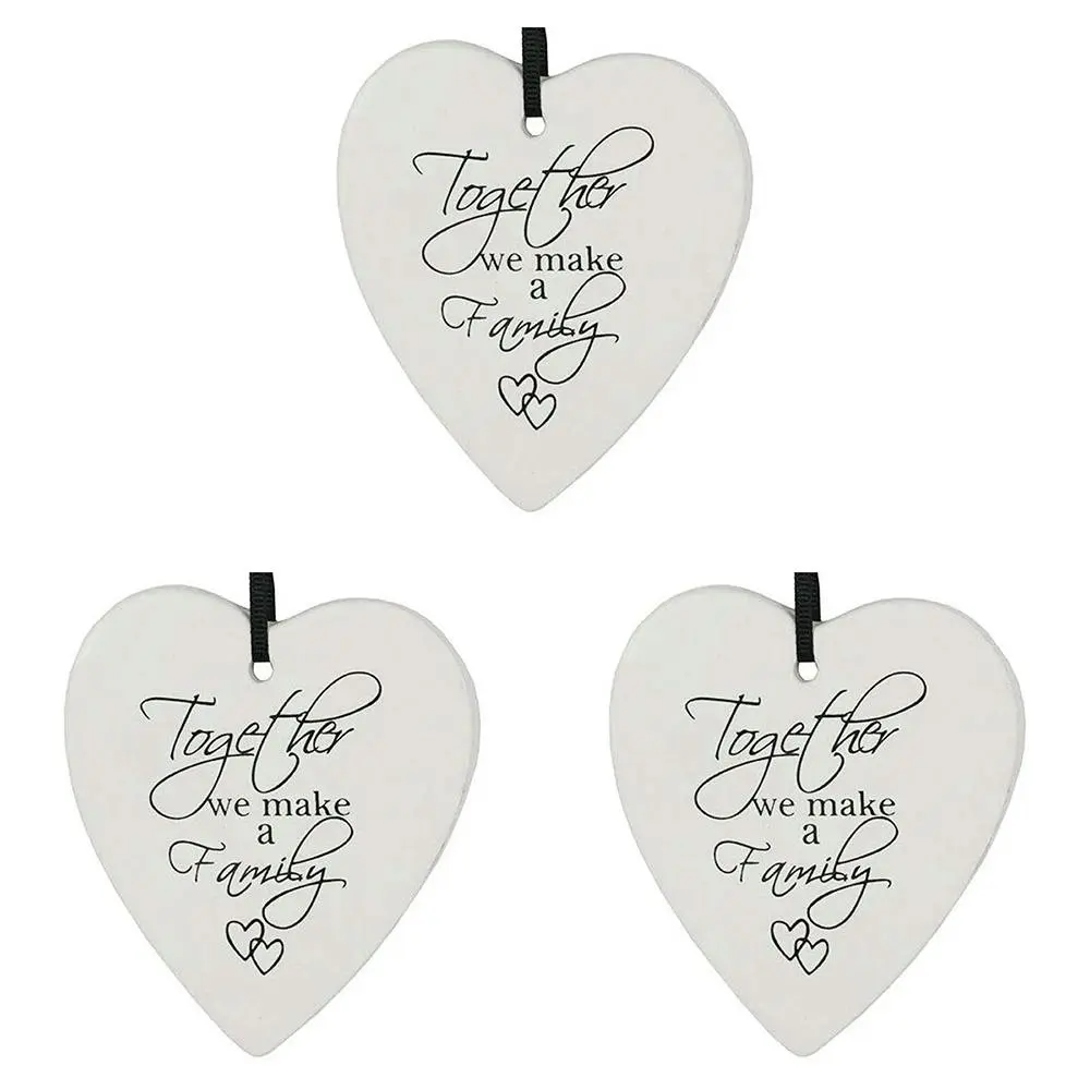 3x Ceramic Hanging 9cm Heart Together Family w/Hanger Ornament Home/Office Decor - Home & Garden