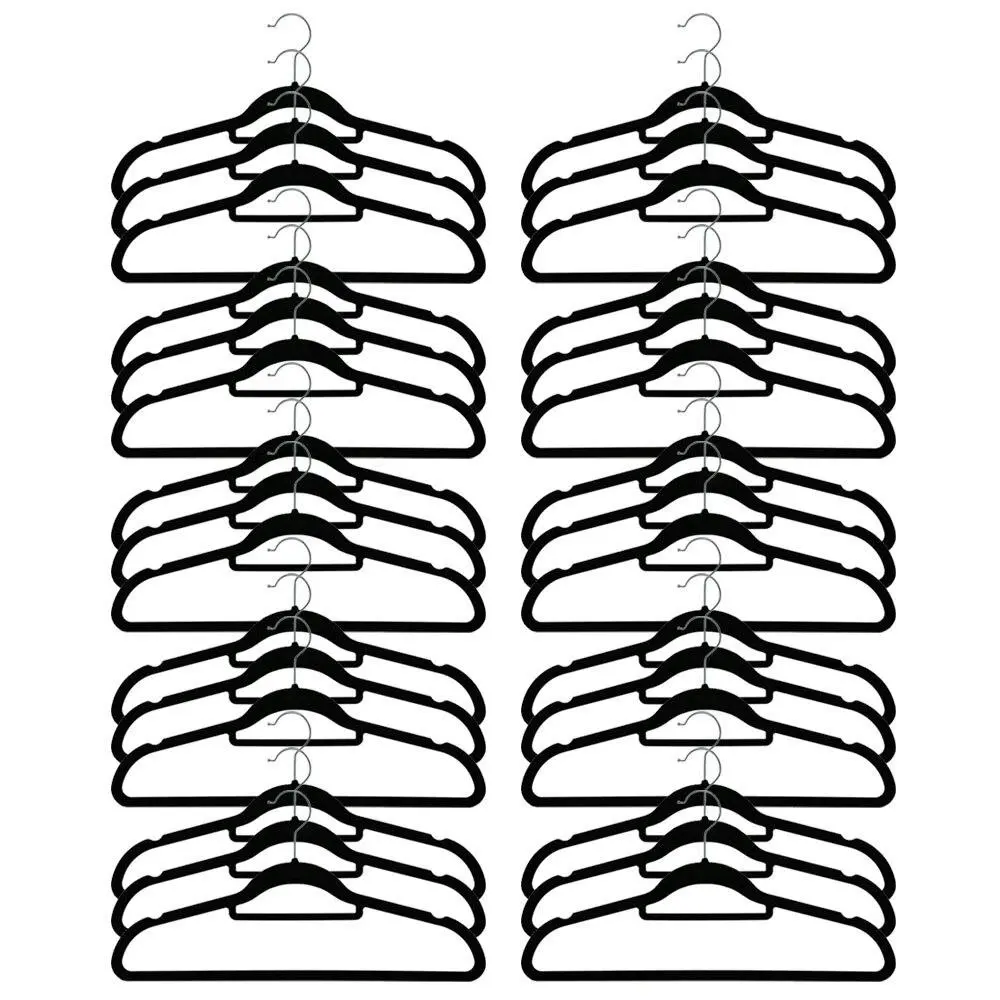 30PK Boxsweden Velvet Hanger/Storage Wardrobe Organiser for Clothes/Shirt Black - Home & Garden