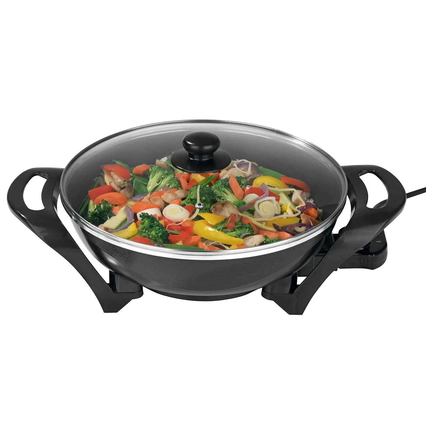 Large Electric Wok, Non-Stick, 5.4L Capacity, 240 C Max