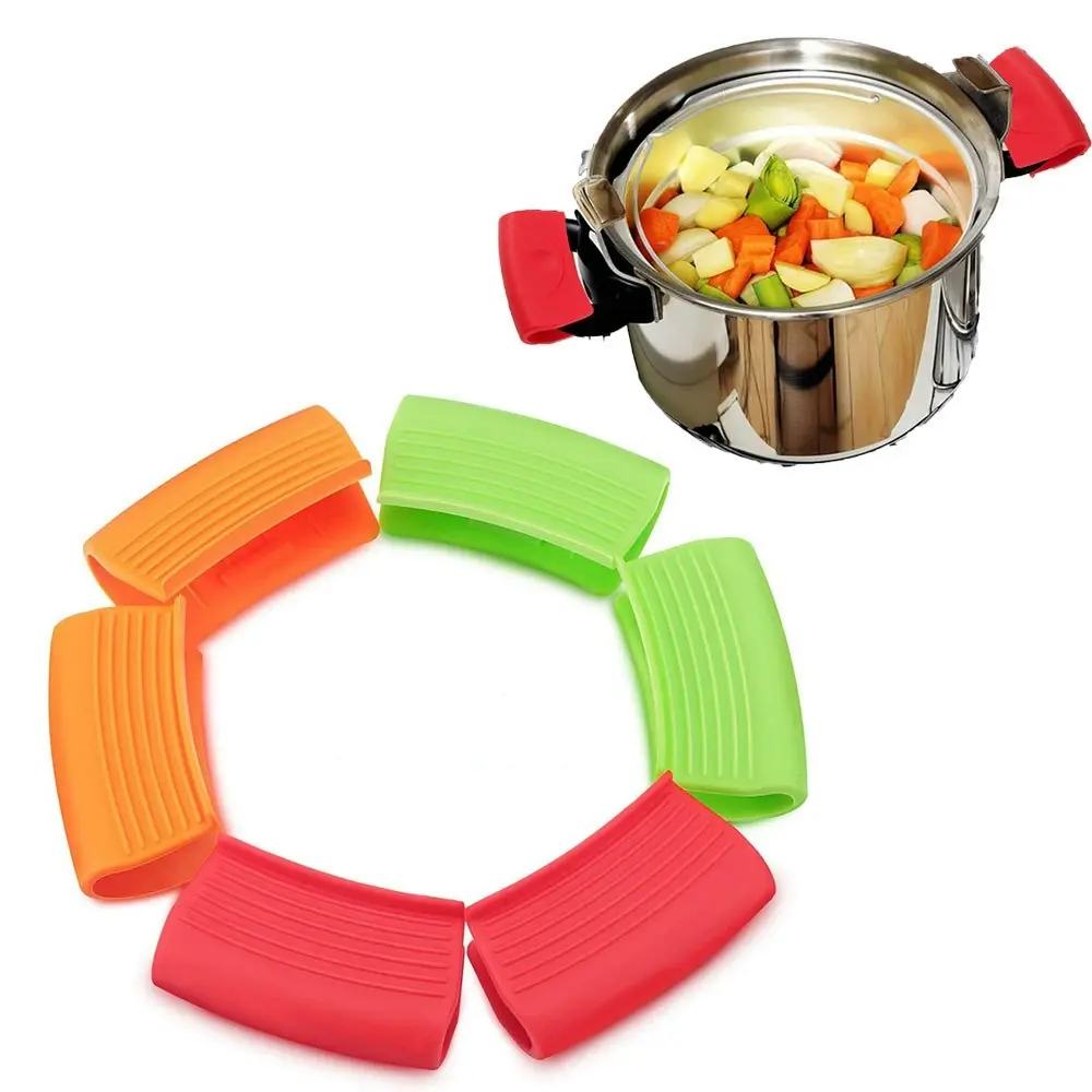3 Pairs Silicone Assist Handle Hot Handle Holder Sleeves Heat Insulated Pot Grip - Home & Garden