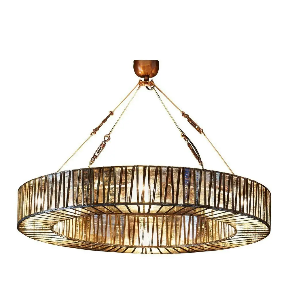 Belle Chelton Glass/Iron Ceiling Pendant Light 90cm Hanging Lamp Decor Brass - Home & Garden