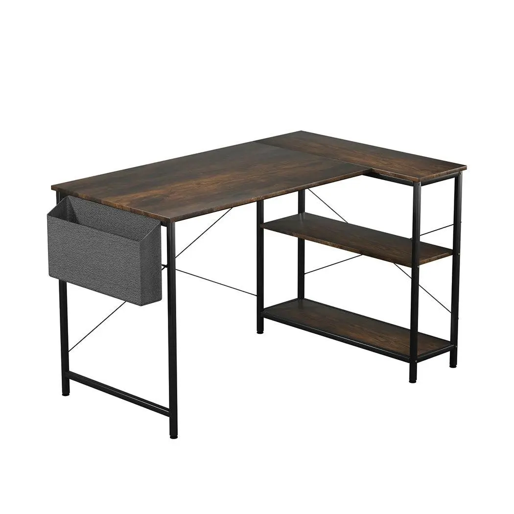 Levede L Shaped 100cm Brown Computer Desk Home Office Laptop Table Modern - Furniture