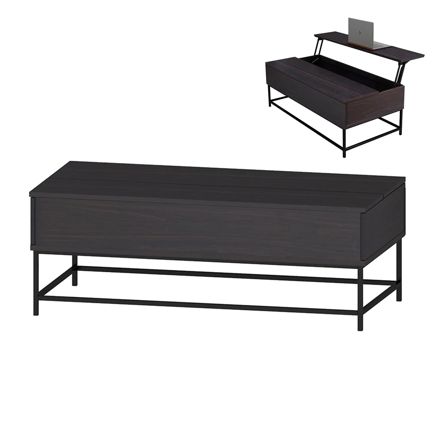 Foret Coffee Table Lift Up Top 2-tier Dining Tea Side Hidden Storage Shelf Desk