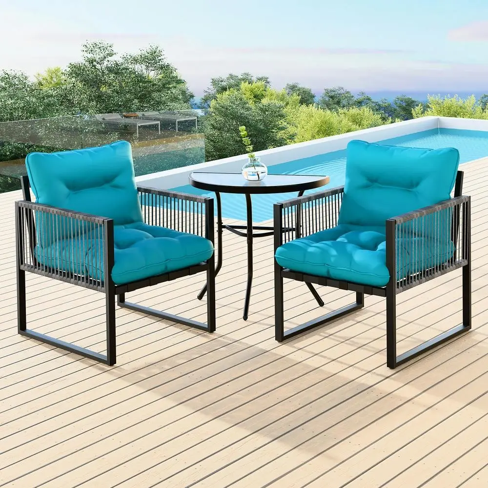 Alfordson Outdoor Lounge Set Patio Furniture Table and Chairs Glass Armchair