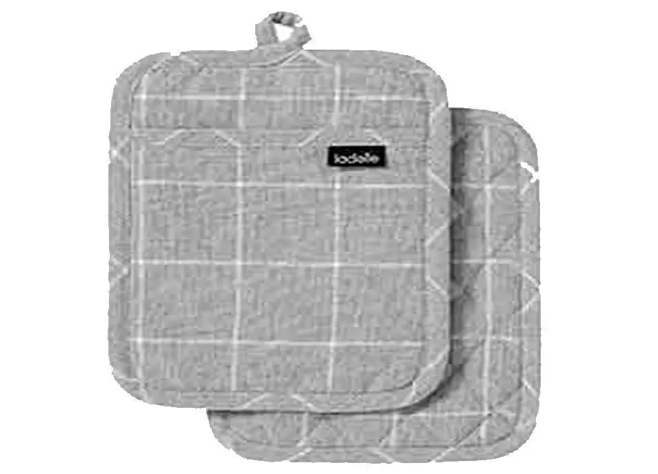 Ladelle Eco Check Grey 2pk Pot Holder - Home & Garden