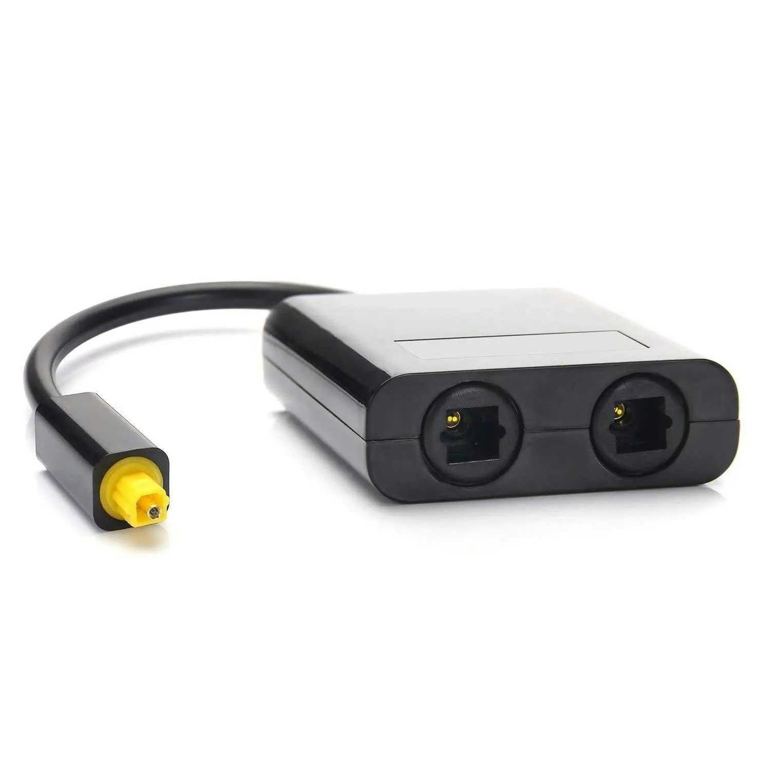 Cablecc Dual Port Toslink Digital Optical Audio Splitter Adapter Fiber Optic Audio Cable 1 in 2 Out Black - Electronics