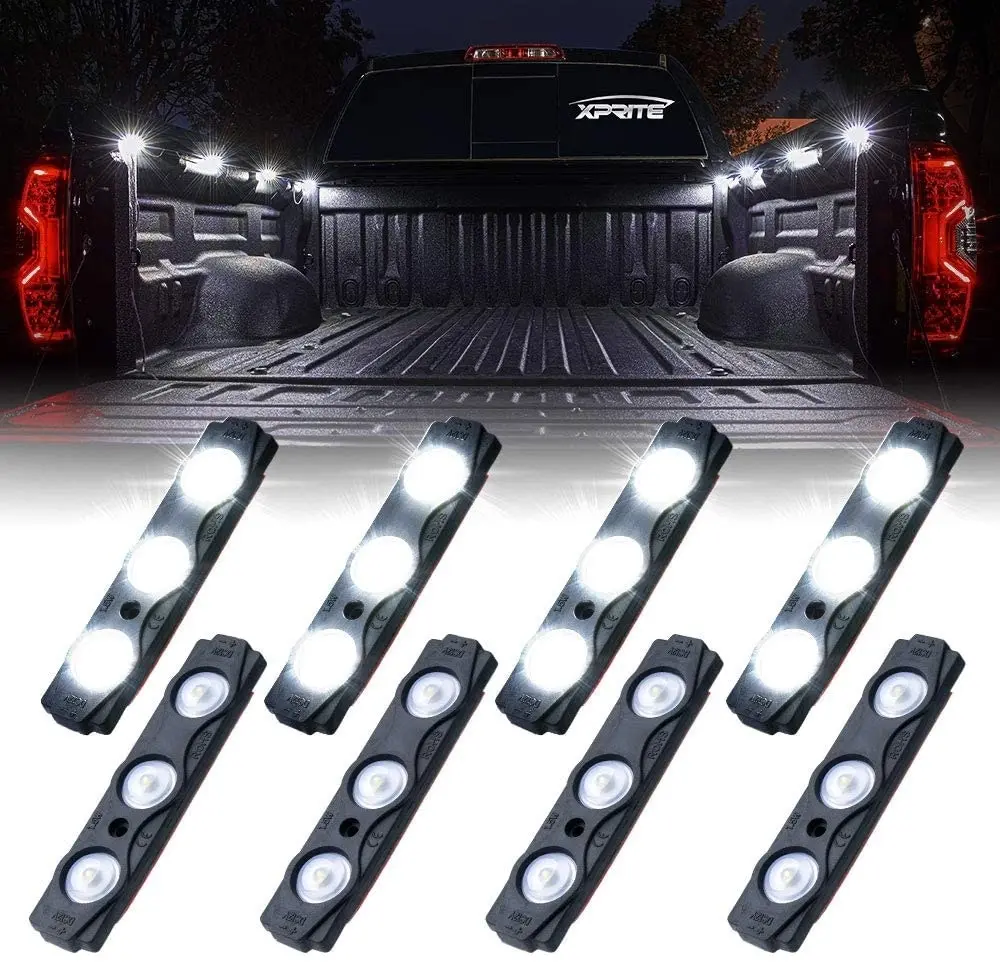 Xprite Led Rock Light for Bed Truck 24 LEDs Cargo Truck Pickup Bed Off Road Under Car Foot Wells Rail Lights Side Marker LED Rock Lighting Kit w/Switc - Automotive