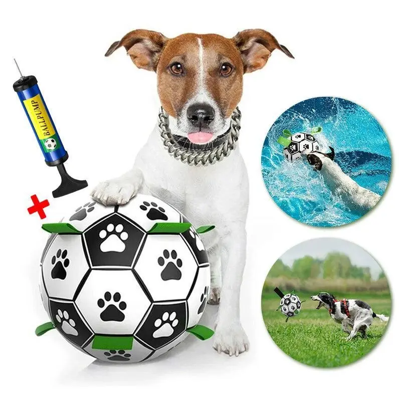 Interactive Pet Football Dog Toys Grab Tabs Outdoor Training Soccer Chew Balls - Pets