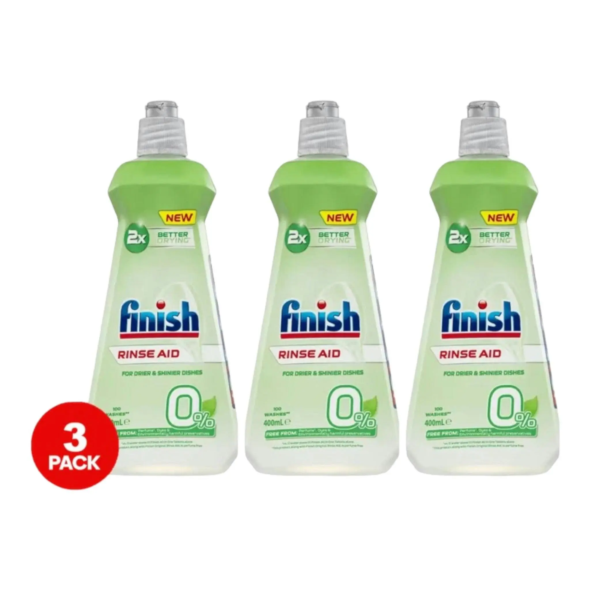 3 Pack Finish 0% Dishwasher Rinse Aid 400ml - Supermarket Specials