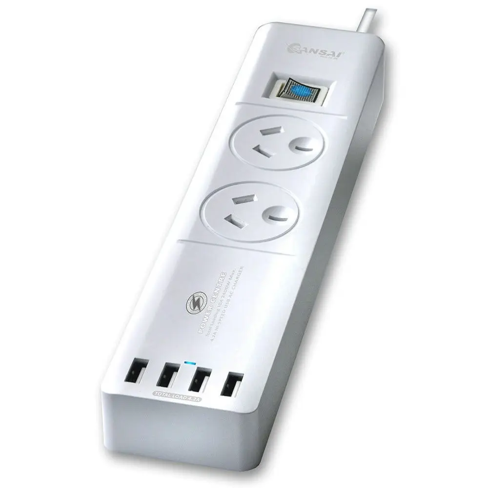 Power Board 2 Way Outlets Socket 4 Usb Charging Charger Ports w/Surge Protector - Electronics