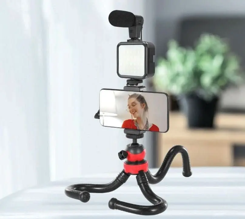 04LM Vlogging Kit LED Light Mobile Vlog Phone Video Selfie Stand Gorilla Tripod - Electronics