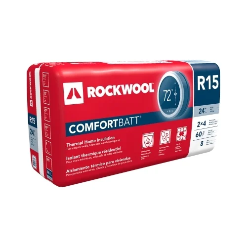 Rockwool Comfortbatt R-15, Stone Wool Batt Insulation, RXCB3523, 3.5"x23"x47", 60.1 sq-ft Coverage Area