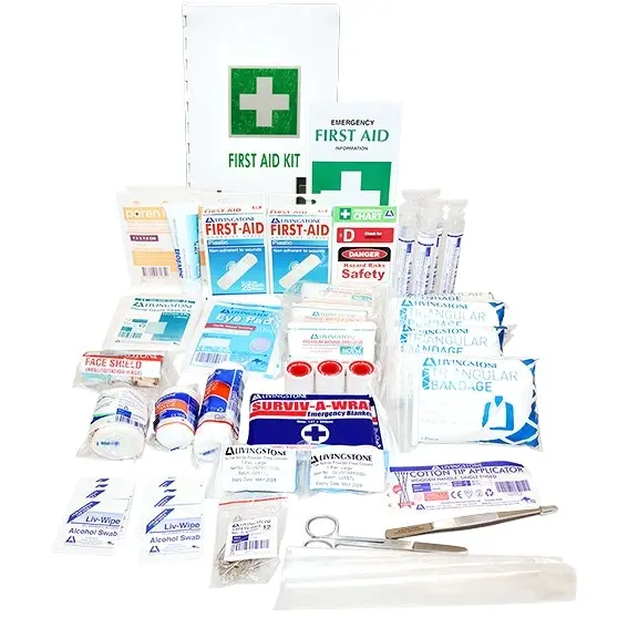 Liv First Aid Kit, Class B, Complete Set In Wall Mountable Metal Case, for 11-99 people, Meets Workplace Health & Safety Regulation