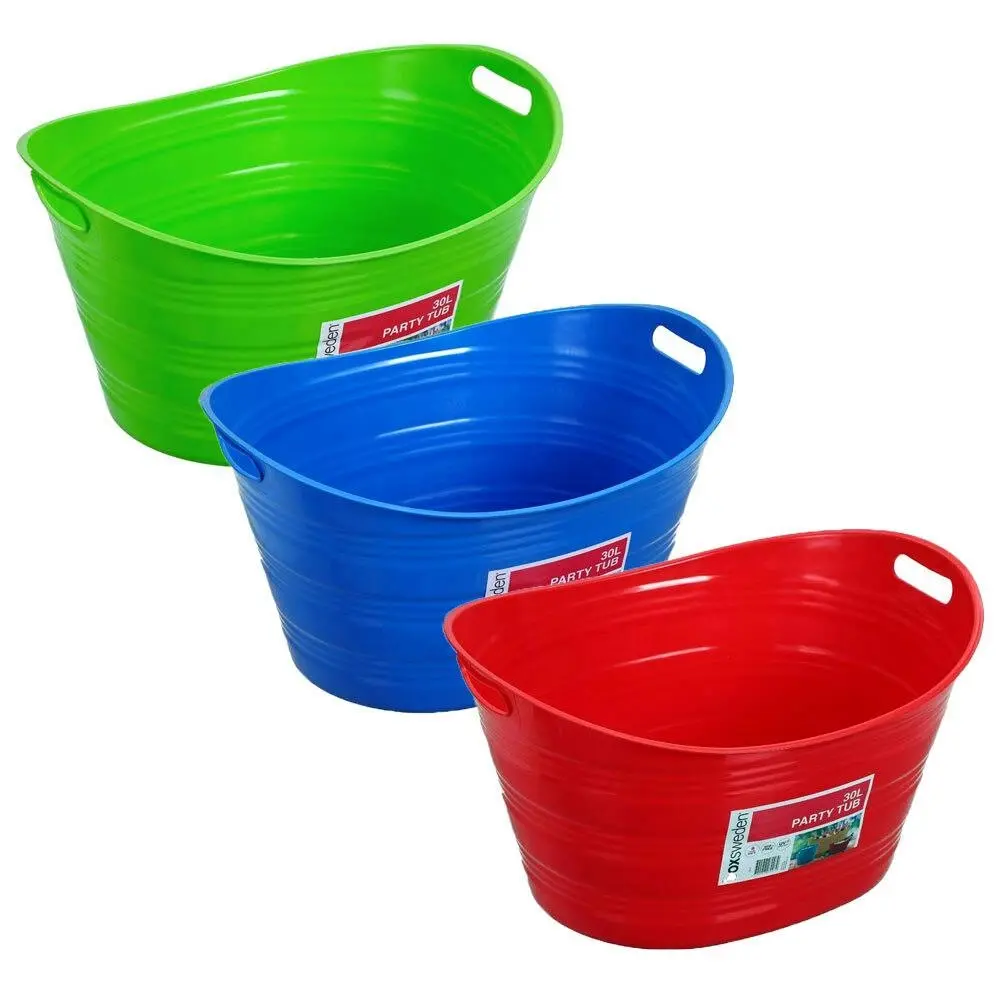 3x Boxsweden 30L Party Tub w/ Handles Ice Bucket Drinks Container Storage Asst. - Home & Garden