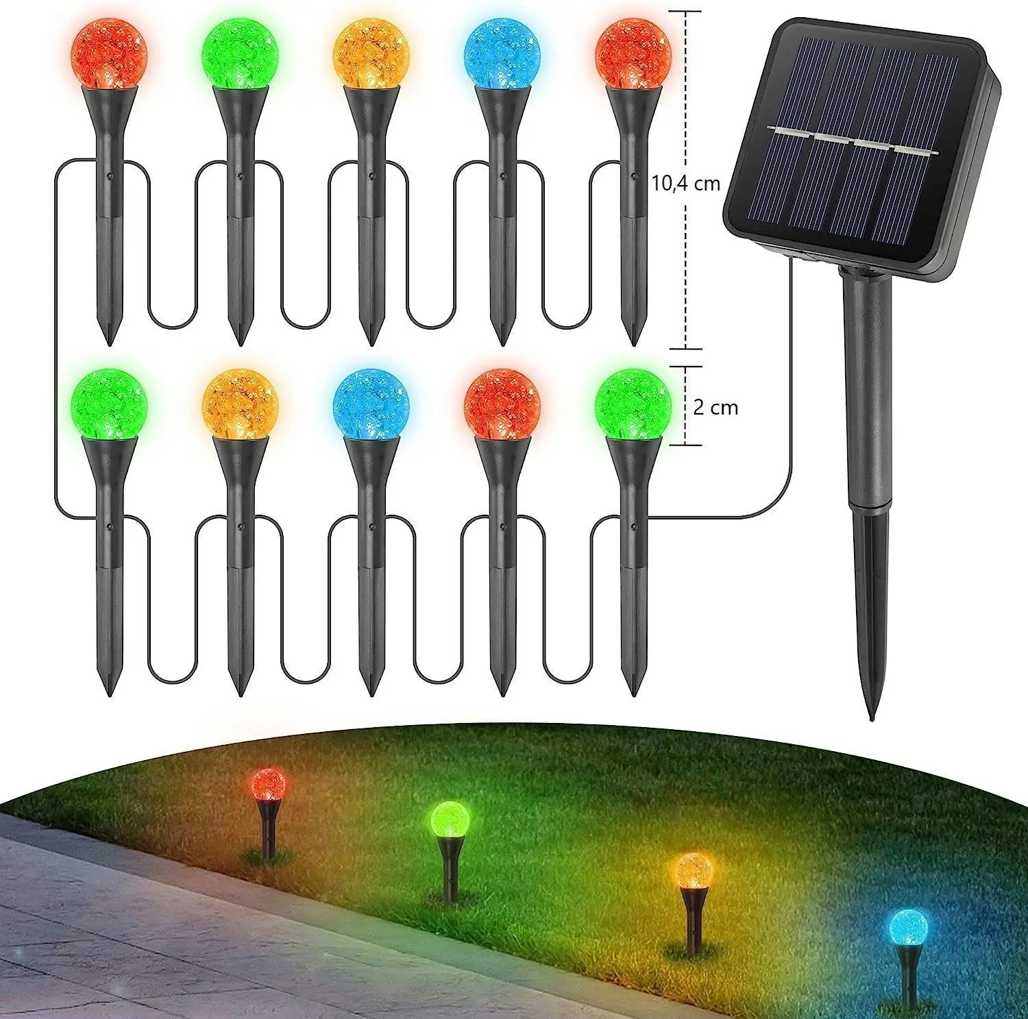Upgrade Solar Christmas Garden Lights, 10 LEDs Outdoor Pathway Lights, Waterproof Landscape Stake Decoration - Home & Garden