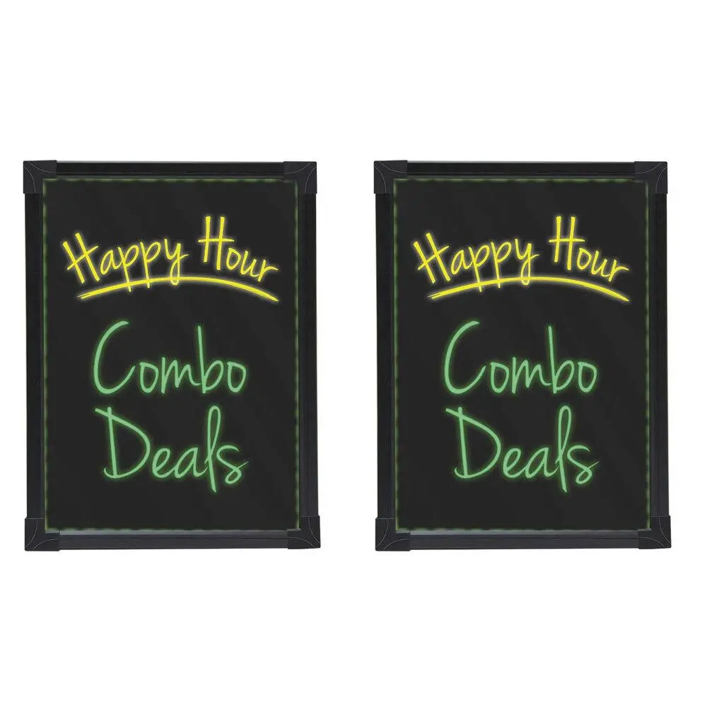 2x Quartet Flashing LED Battery Powered Writing/Message 44cm Board Glass/Sign - Office