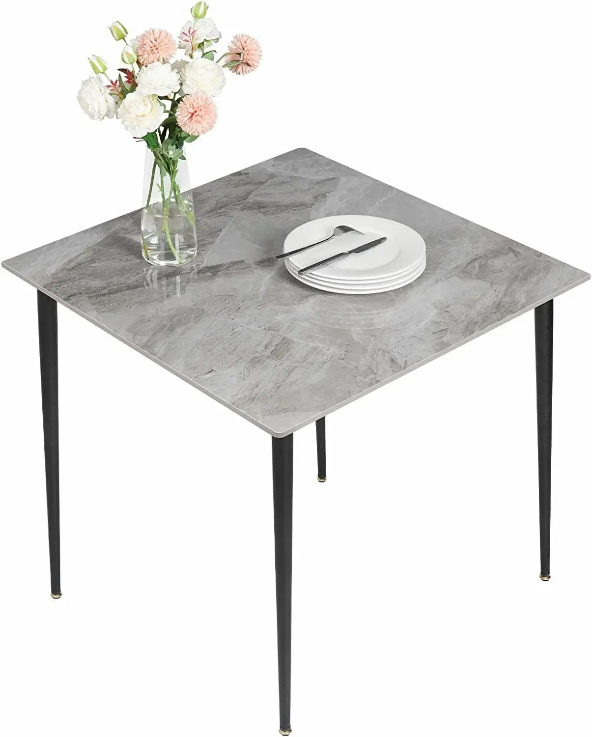 Square Dining table made of Marble (Grey) 80cm - Furniture