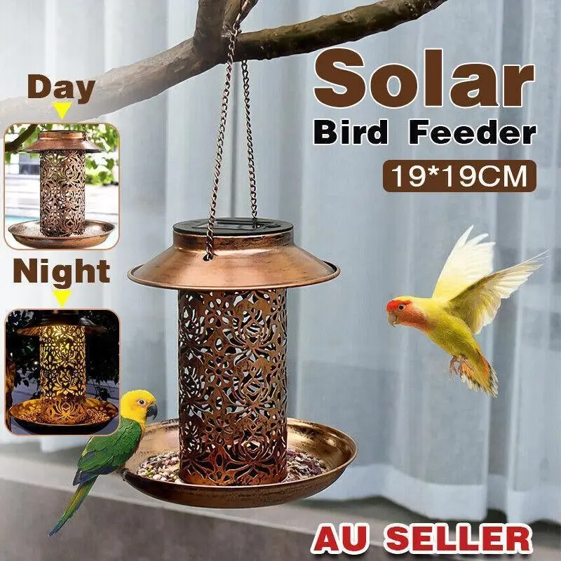 Solar Powered Bird Feeder Light Hanging Outdoor Solar Lamp Solar Garden Light - Home & Garden