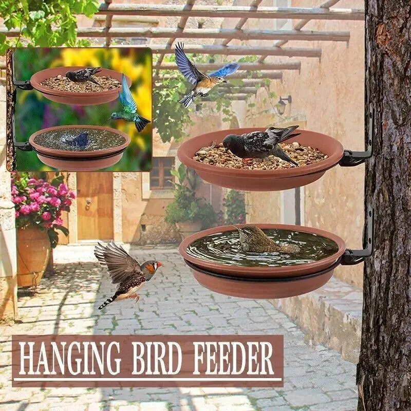 Garden Charm Versatile Hanging Bird Feeder and Bath Tray Plastic Outdoor - Home & Garden
