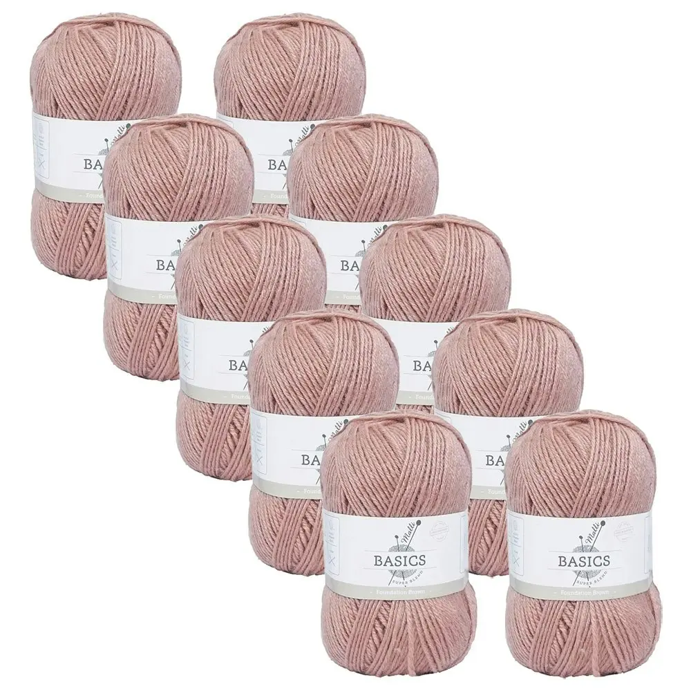 10x Malli Blend Basic 100g Acrylic/Polyester Yarn Knitting Foundation Brown - Hobbies