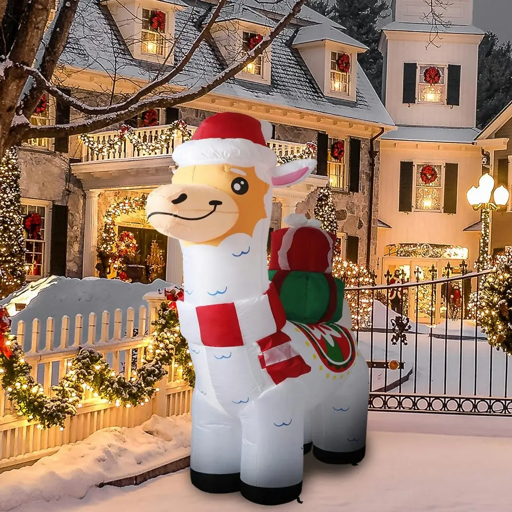 Santaco Inflatable Christmas Alpaca 1.8m Xmas Blow Up LED Lights Decorations - Home & Garden