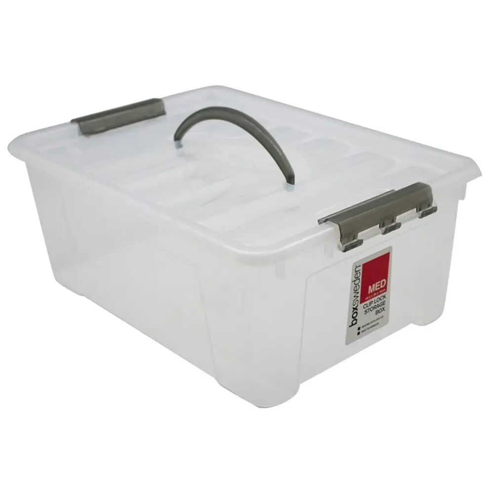 Boxsweden 12L/40.5cm Carry Storage Box Organiser Container w/ Handle Transparent - Home & Garden