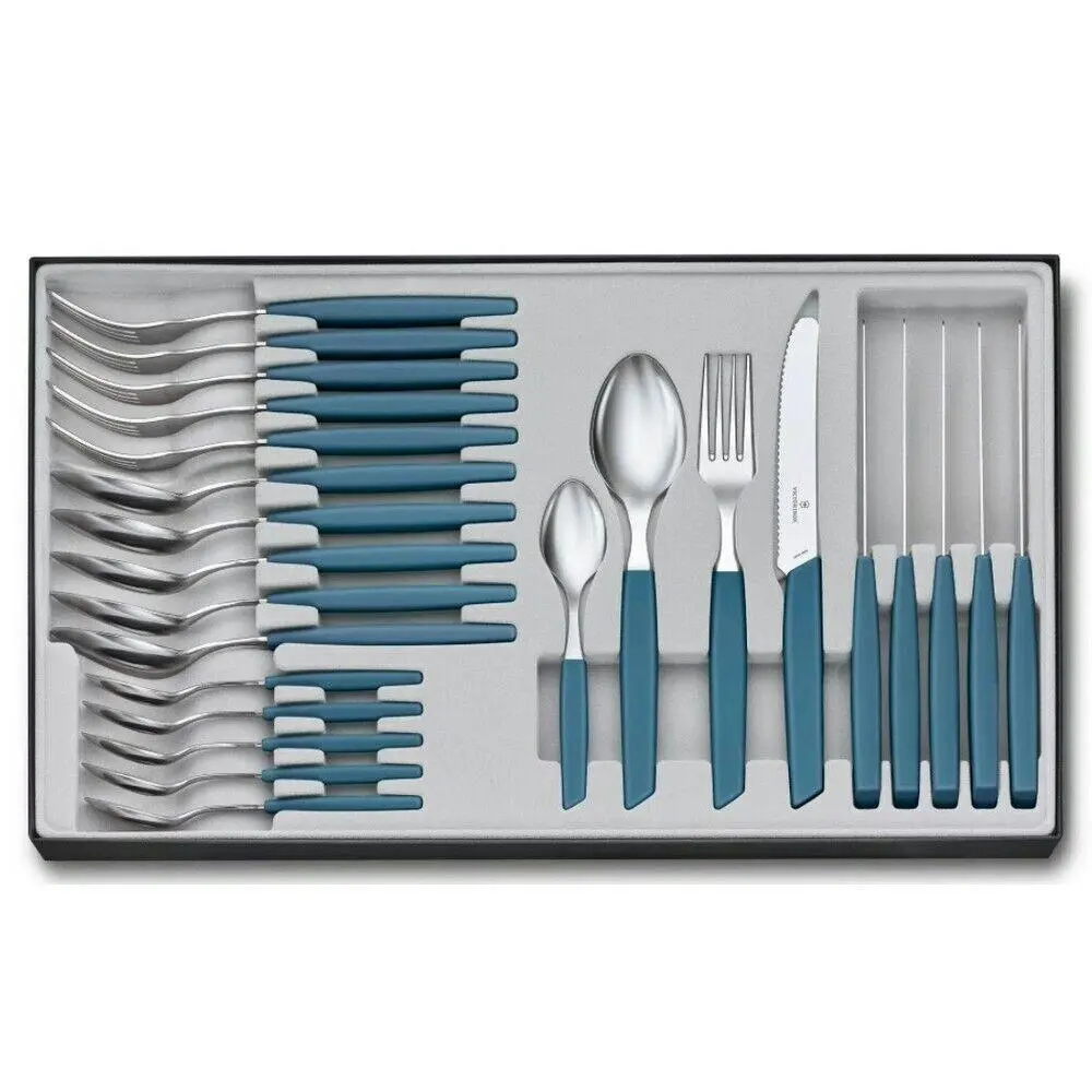 New Victorinox 24 Piece Modern Table Cutlery Set of 24pc Cornflower - Home & Garden
