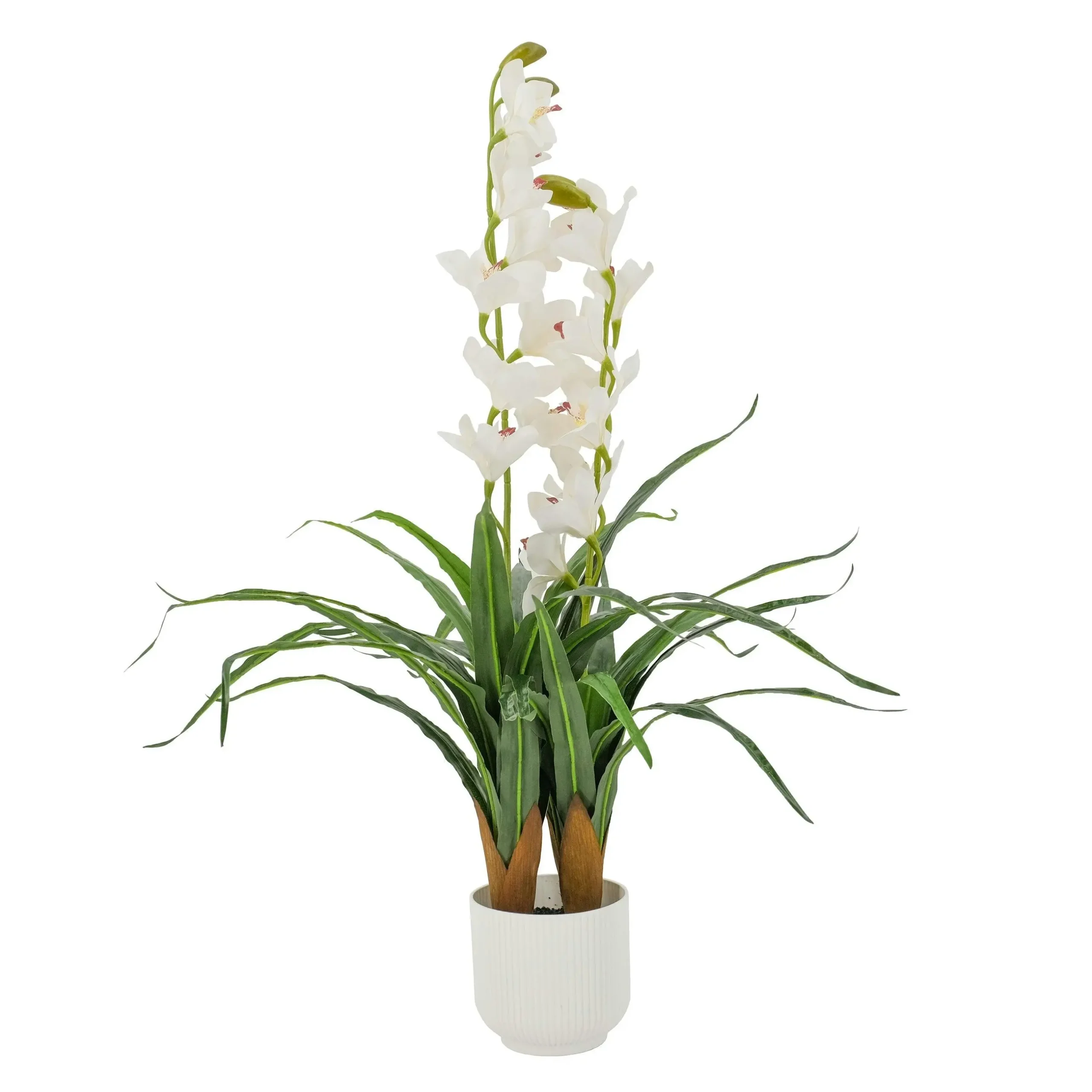Artificial Dancing White Orchid Flower Plant 90cm - Home & Garden