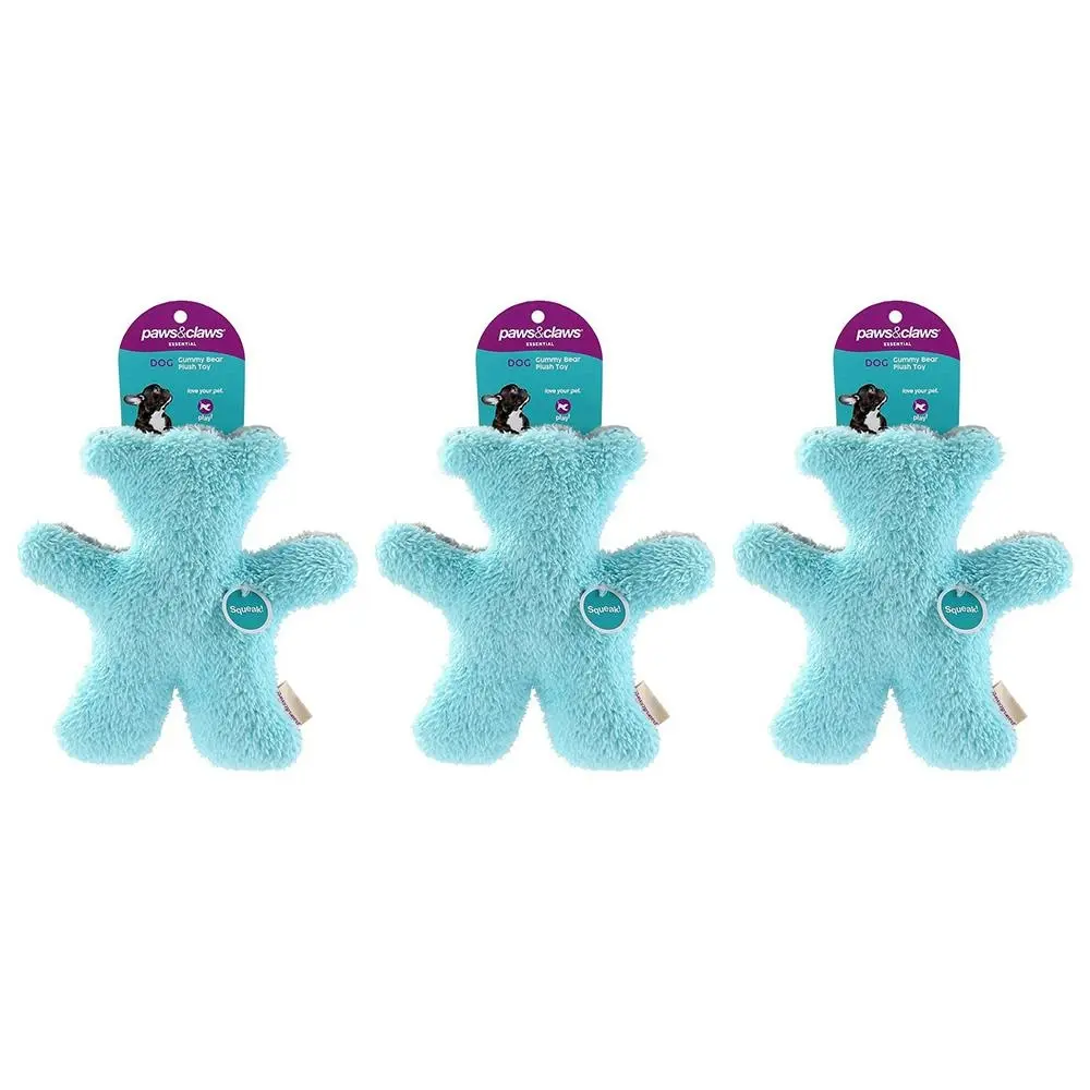 3x Paws & Claws Teddy Bear Plush/Soft Dog/Pet Toy Clip Strip 20x12cm Assorted - Pets