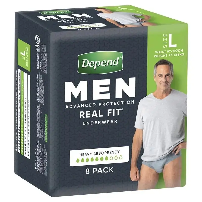 Depend Real Fit For Men Underwear, Heavy Absorbency, Large, 8 Pants - Baby