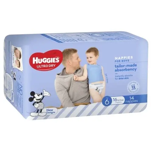 Huggies Nappies Ultra Dry Junior Boy 14 Pack - Baby