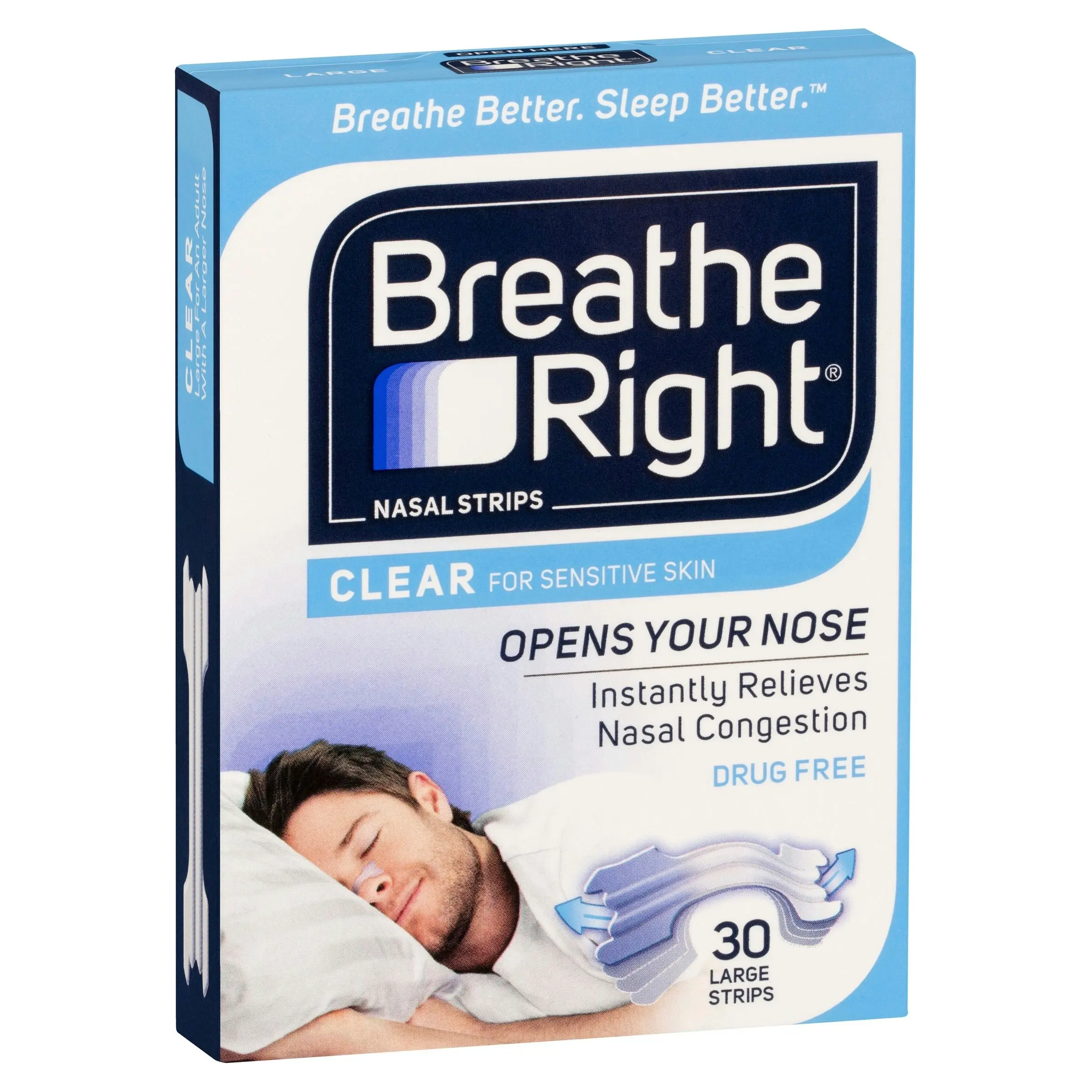 Breathe Right Nasal Strips Large 30 Clear Strips - Baby