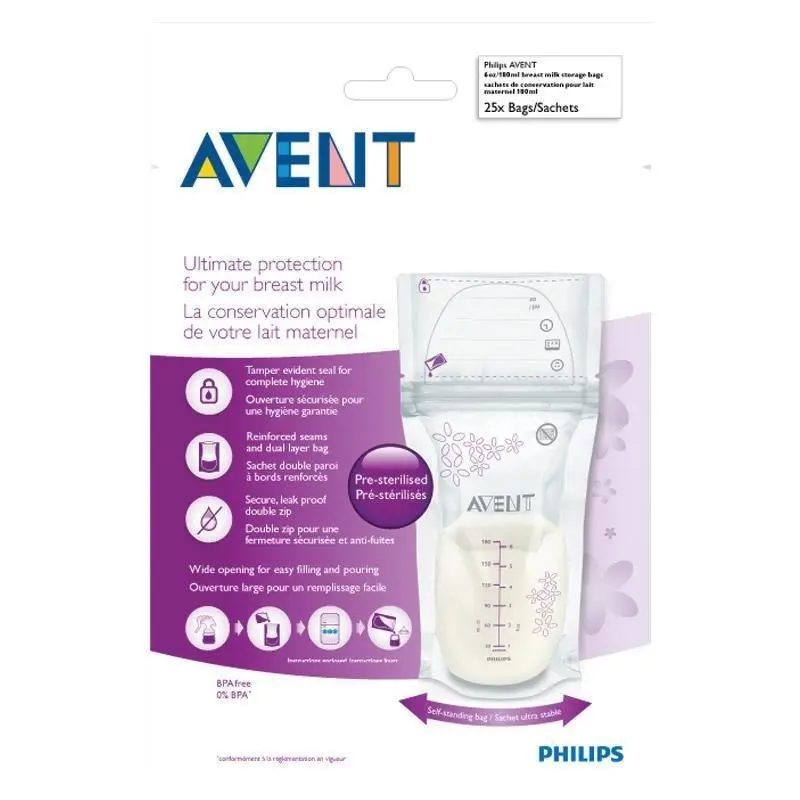 Philips Avent Breast Milk Storage Bag 180ml 25pack - Baby