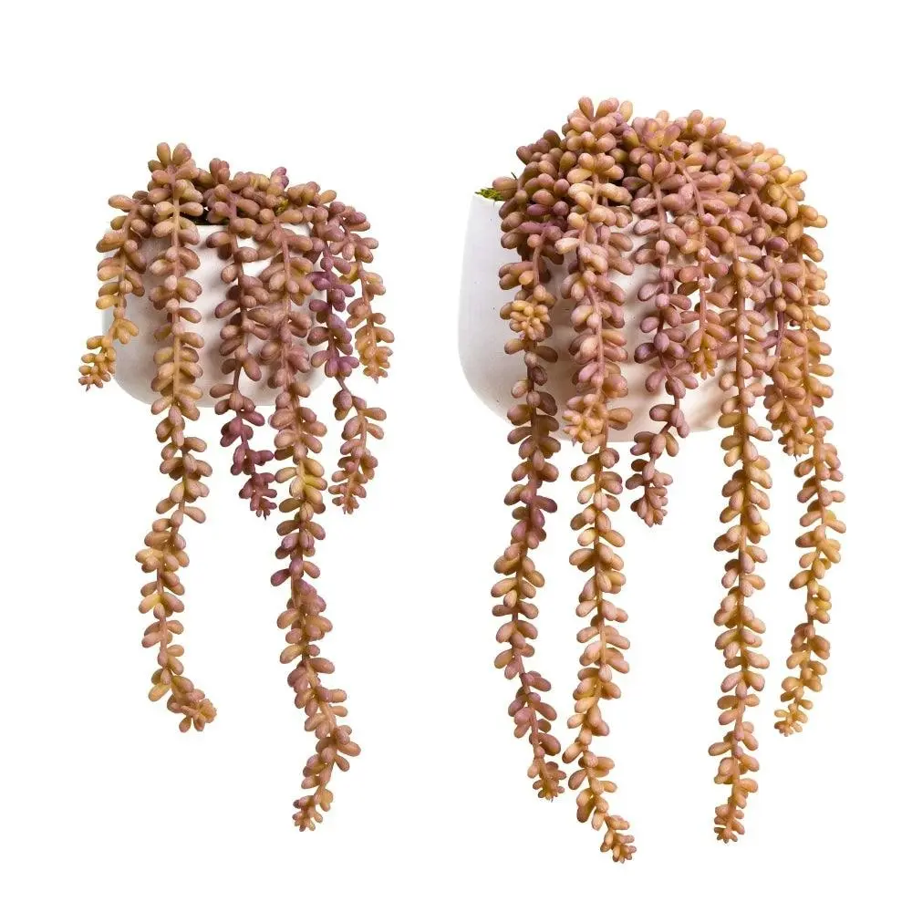 Glamorous Fusion Purple Hanging Pearl Artificial Fake Plant Decorative In Pot Set - Home & Garden