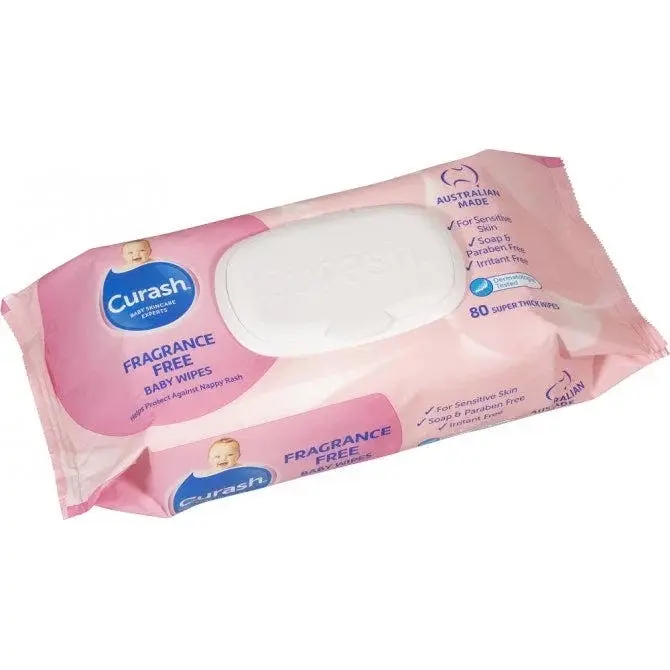 Curash Wipes Fragrance Free 80 - Baby