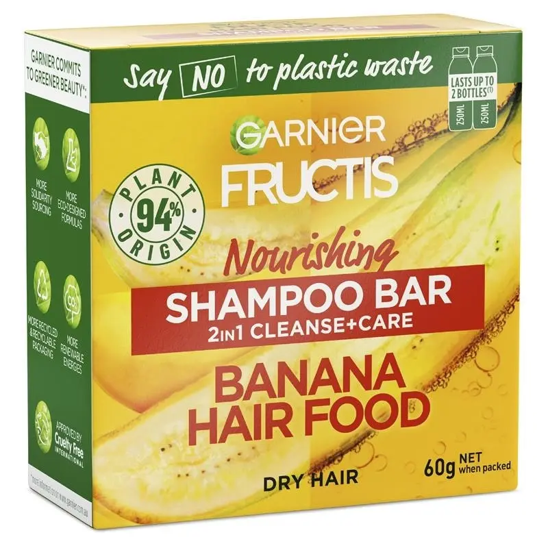 Garnier Fructis Banana Hair Food 2 In 1 Shampoo Bar 60g - Beauty