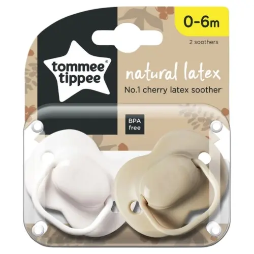 Tommee Tippee Natural Latex Cherry Soothers 0-6m 2 Pack