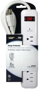 OR802124 Surge Protector, 125 V, 15 A, 6-Outlet, 750 J Energy, White