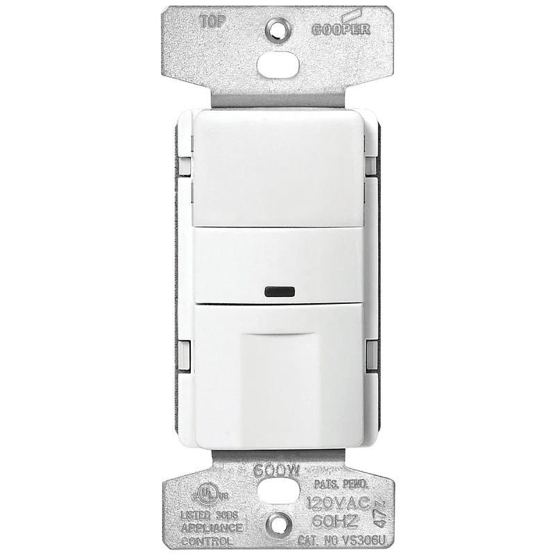 OS306U-W-K Motion Sensor Switch, 120 V, 1-Pole, Motion Sensor, 180 deg Sensing, 450 sq-ft Sensing
