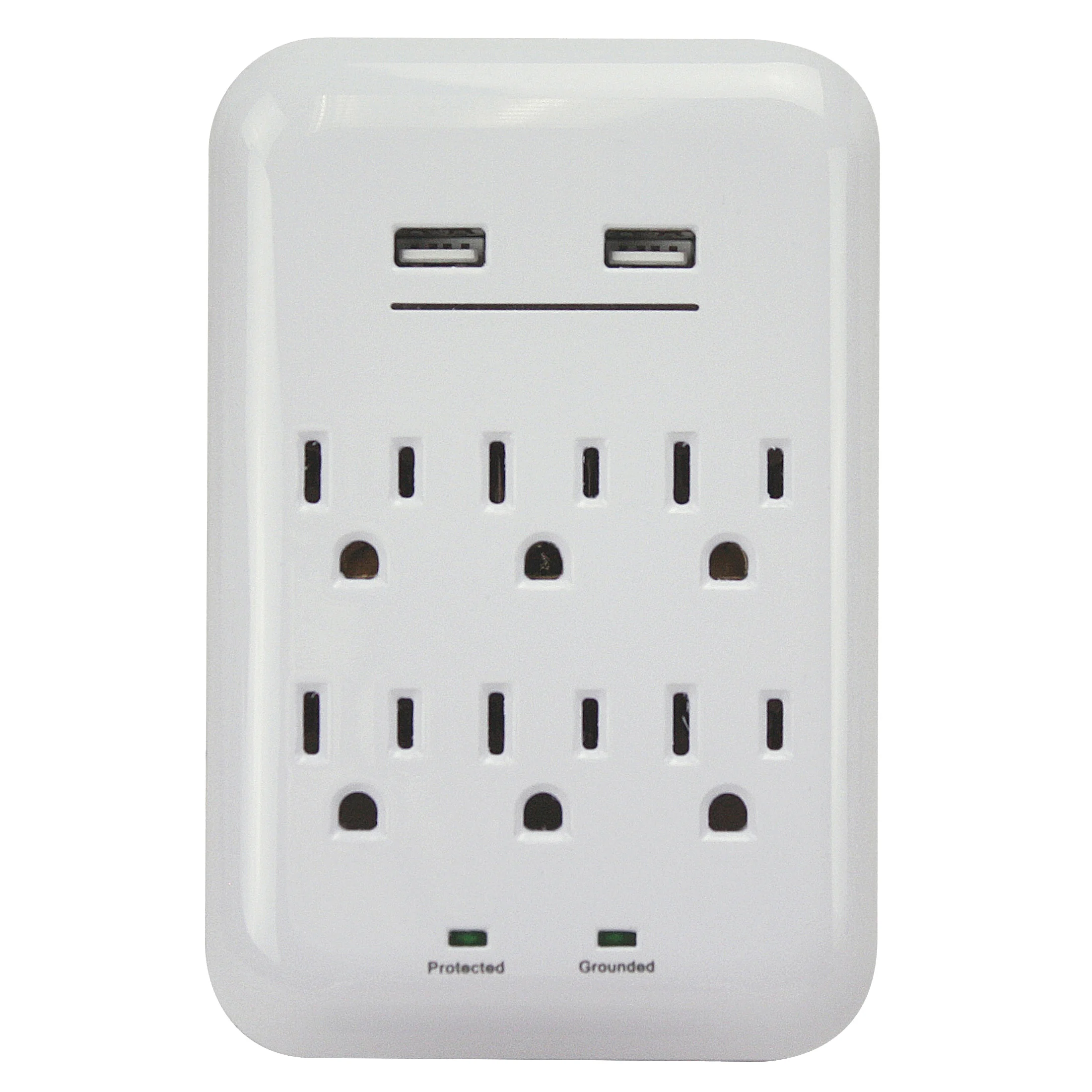 ORUSB346S USB Charger with Surge Protection, 2-Pole, 125 V, 15 A, 6-Outlet, 1200 J Energy, White
