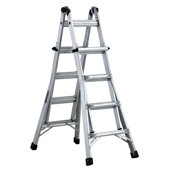 L-2098-17 Multi-Purpose Ladder, 9 to 15 ft Max Reach H, 16-Step, Type IA Duty Rating, 1.1 in D Step, Silver
